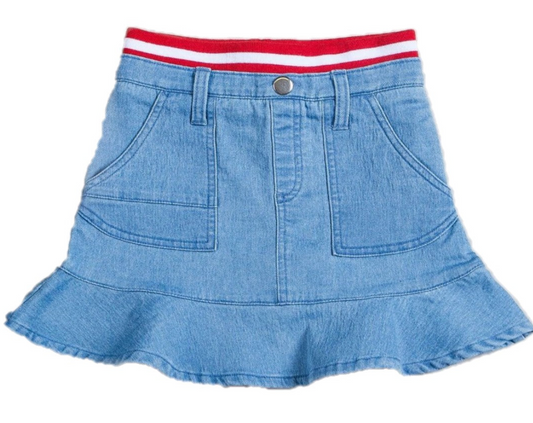 Girl's Ribbed Knit Waistband Flounce Skirt