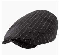 Black Striped Cotton Toddler Flat Cap