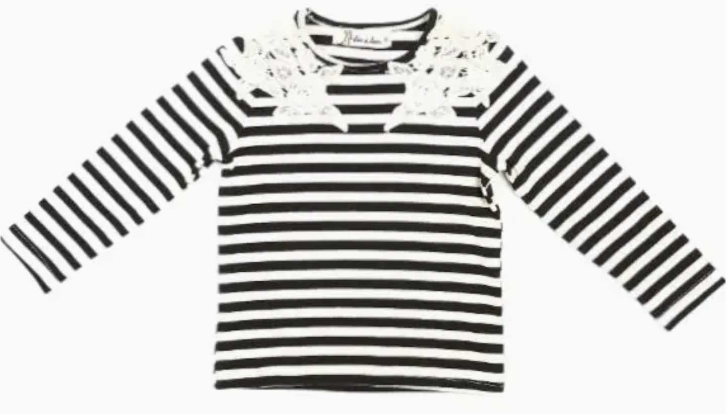 Lace Patch Stripe Top