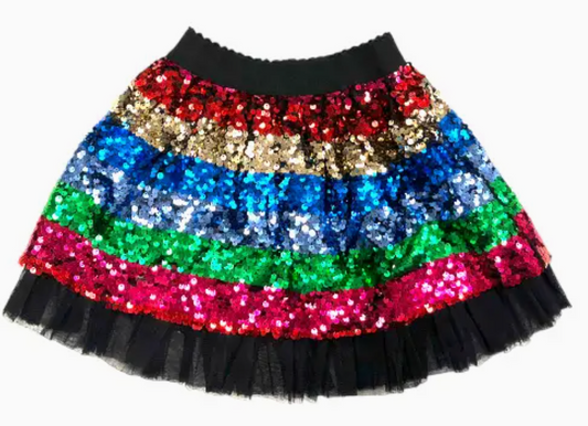 Multi Color Sequin Stripe Skirt
