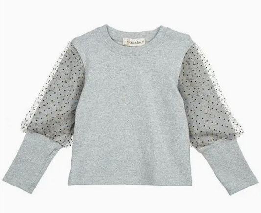 Mesh Dots Sleeves Top