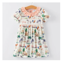 Farm Chicken Horse Print Girls Dress