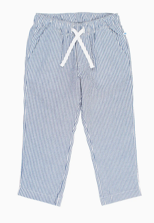 Boys Classic Blue Seersucker Pull-On Pants