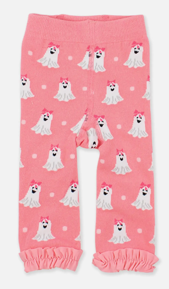 Girls Ghostie Dots Patterned Footless Ruffle Tights