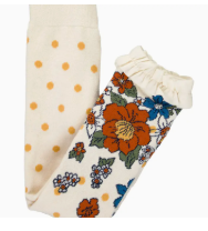 Girls Harvest Floral Patterned Footless Ruffle Tights