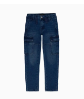 BOYS' BRIXTON STRAIGHT/ NARROW FIT CARGO JEANS W DRAWCORD | DARK WASH 260 / 4