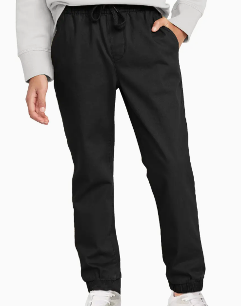 Boys Slim Fitting Cotton Stretch Classic Twill Joggers | Black