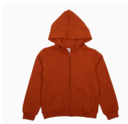Kids Zipper Sweat Hoodie for Back to School | RUST