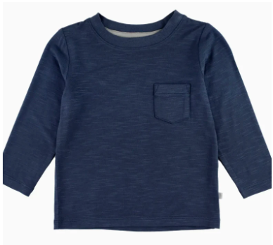 Dark Navy Ultrasoft Knit Long Sleeve Pocket Tee