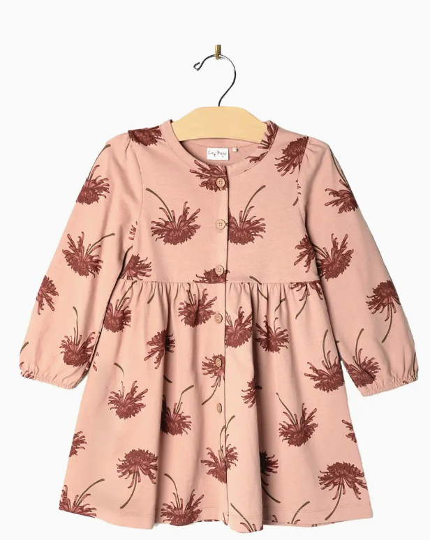 Button Down Dress- Fall Chrysanthemum | 4Y
