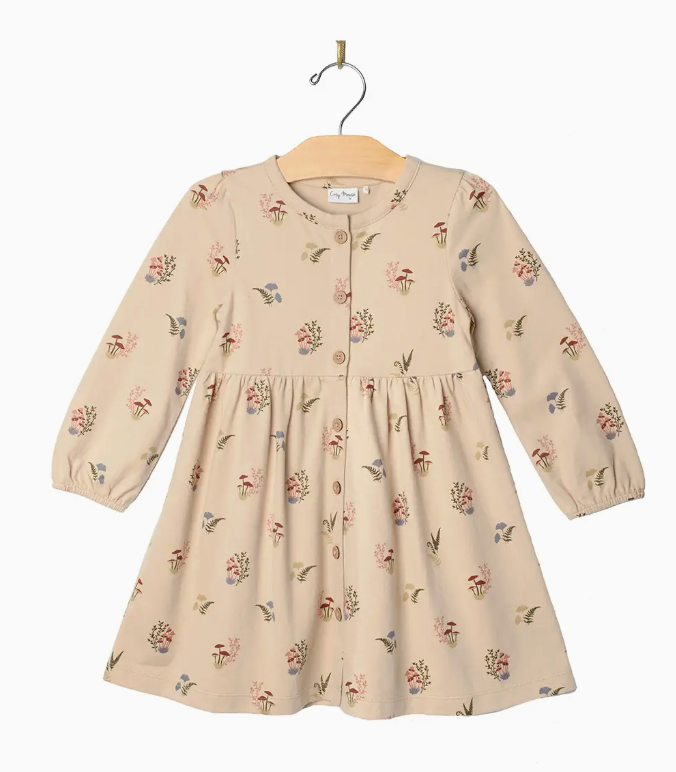 Button Down Dress- Fall Mushrooms | 7Y