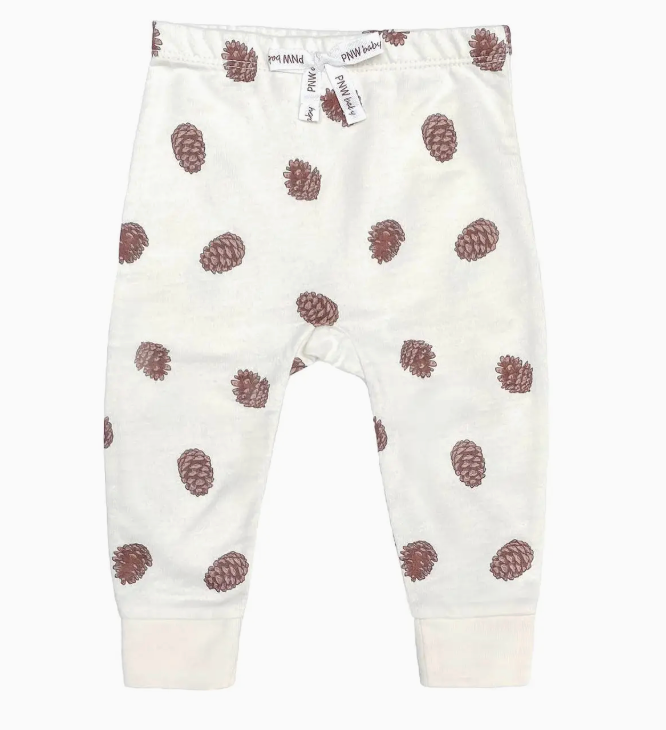 PNW Baby Pant- Natural Pinecones | 12-18m
