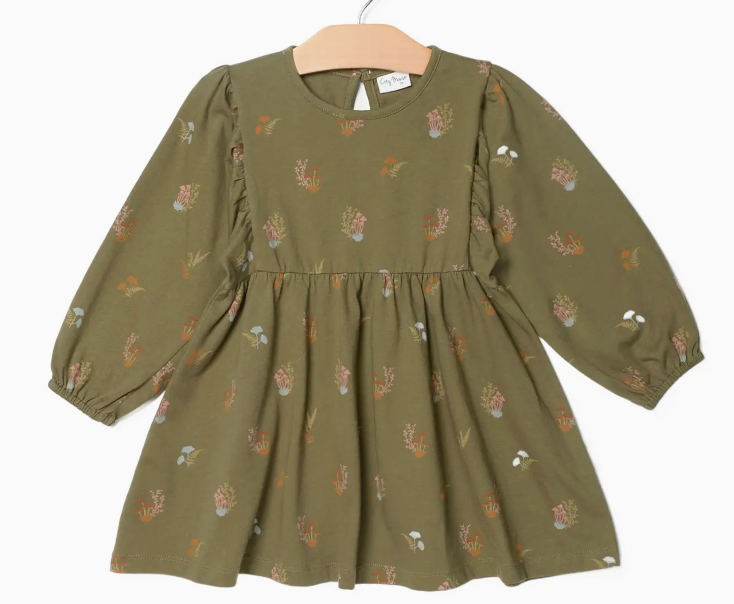 Puff Sleeve Dress- Lichen Mushrooms | 5Y