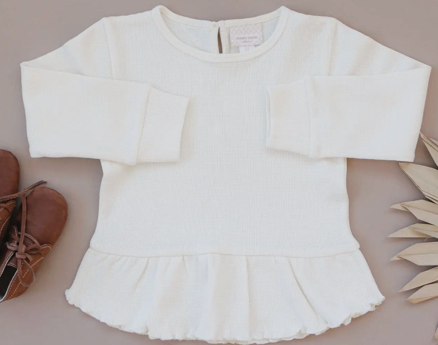 Long Sleeve Peplum | Ivory | 3T