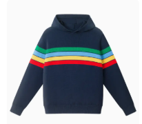 Big Kids Hooded Striped Sweater W/Multi Stripe | Navy  8
