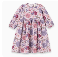 Floral Long Sleeve Girls Dress – Bamboo Cotton Vintage Bloom