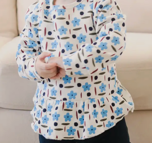 Long Sleeve Peplum | Wild Flower | 4T