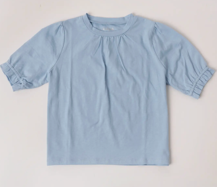 Slub Puff Sleeve Tee | Powder Blue / 3T