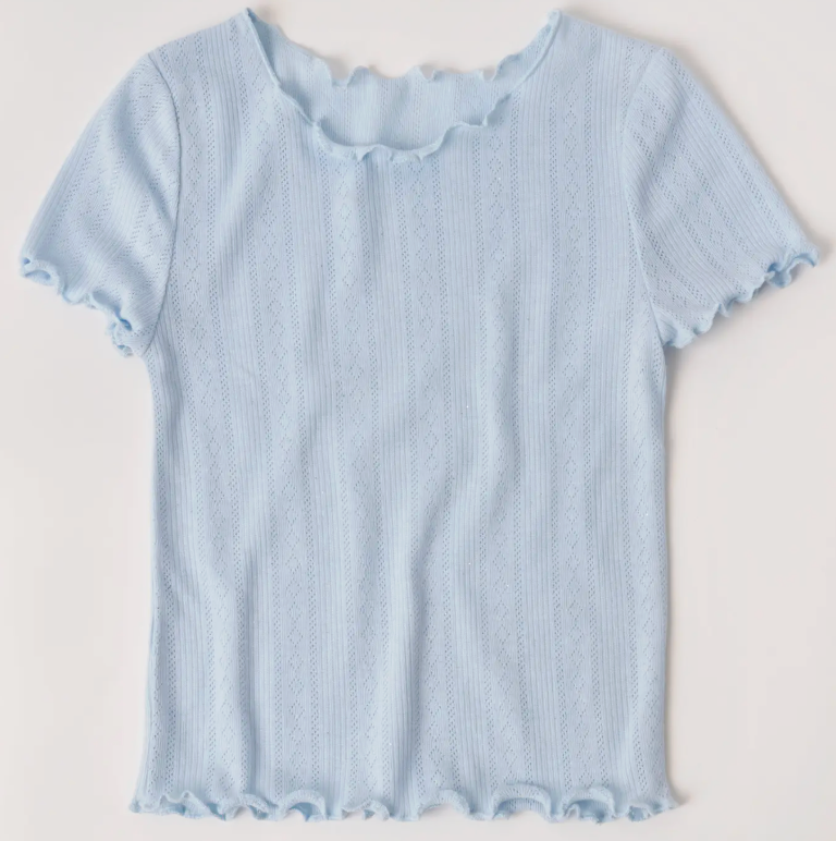 Lettuce Edge Pointelle Tee | Powder Blue / 3T