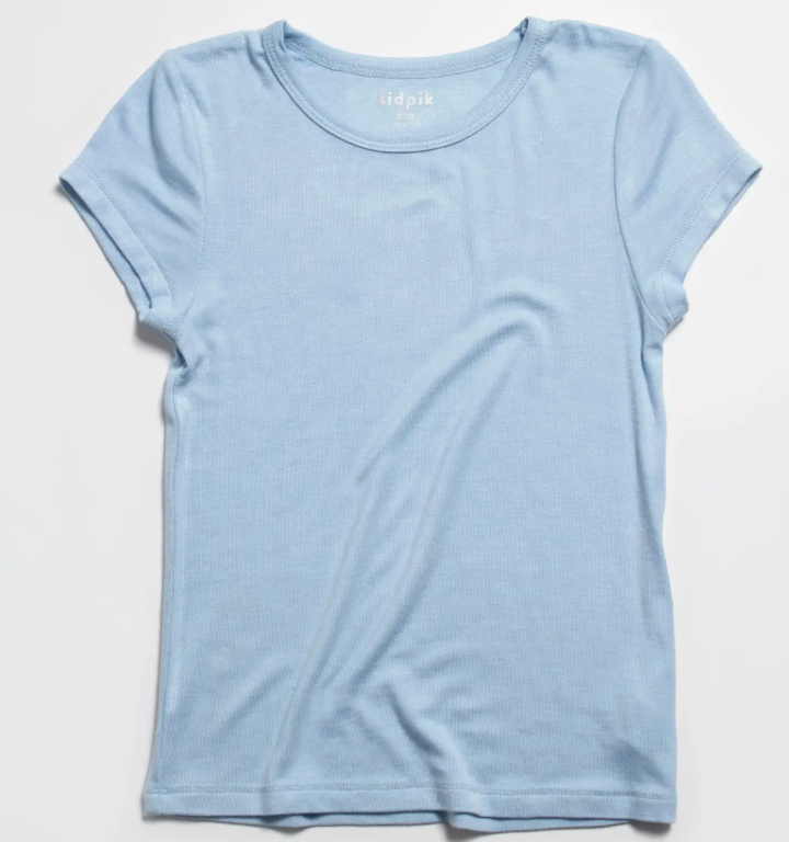 Ribbed Crew Tee | Powder Blue / 3T