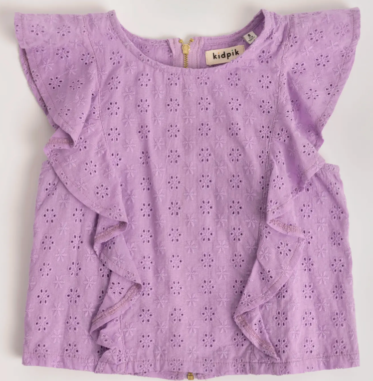 Eyelet Ruffle Top | Sheer Lilac / 3T