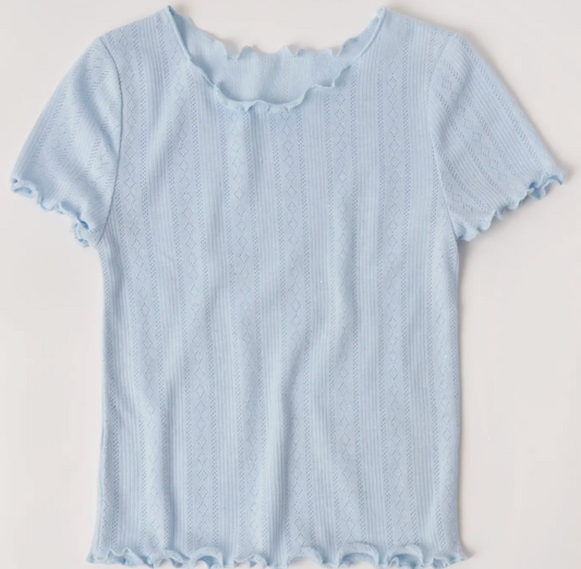 Lettuce Edge Pointelle Tee | Powder Blue / XS (5/6)