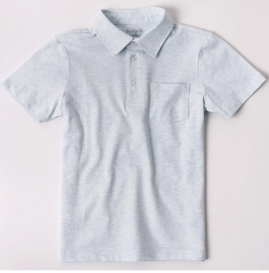 Heathered Pique Pocket Polo | Cerulean / S (7/8)