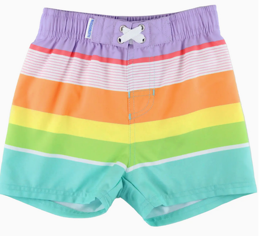 Boys Island Rainbow Multi-Stripe Swim Trunks | Multi-Color / 8