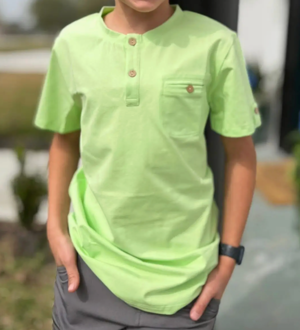 Boys Pastel Lime Short Sleeve Shirt, Soft, Tagless, Buttons | 9/10