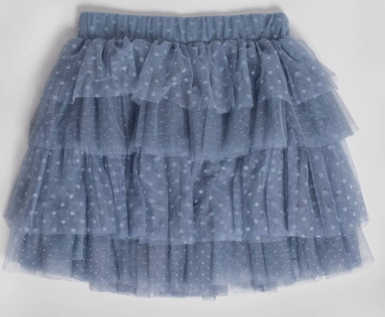 Tiered Dot Mesh Skirt | Captains Blue / XXS (4)