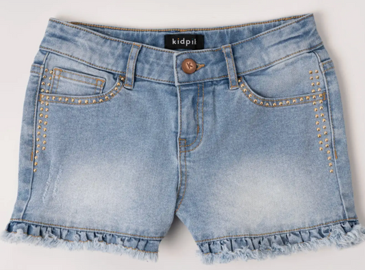 Studded Ruffle Hem Denim Short | State Fair Wash / 3