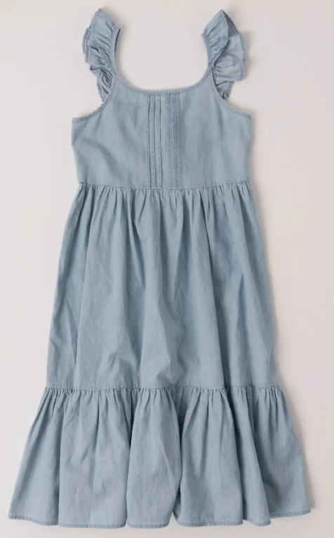Pin Tuck Denim Dress | Bloom Wash / 3T