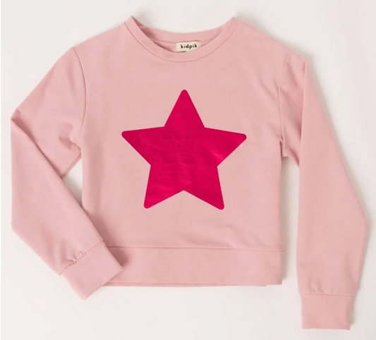 Foil Star fleece crew | Pink Nectar / M (10)