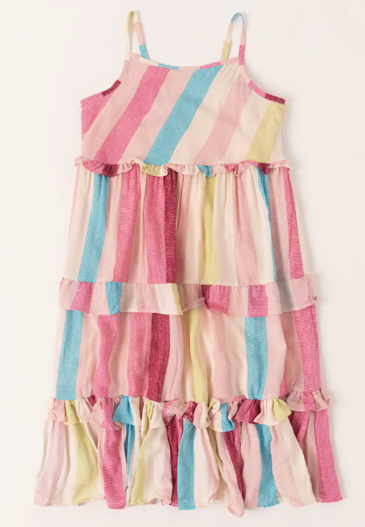Multi Stripe Ruffle Dress | Multi / XS (5/6)