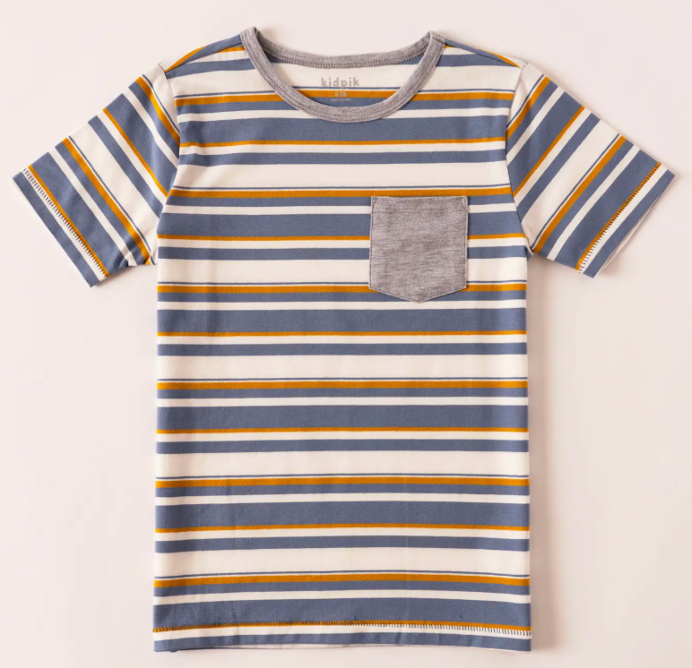Logan Stripe Pocket Tee | Country Blue / 3T