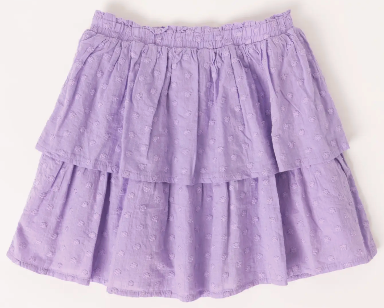 Swiss Dot Smock Tiered Skirt | Sand Verbena / M (10)