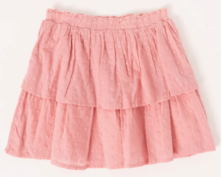Swiss Dot Smock Tiered Skirt | Blush / S (7/8)