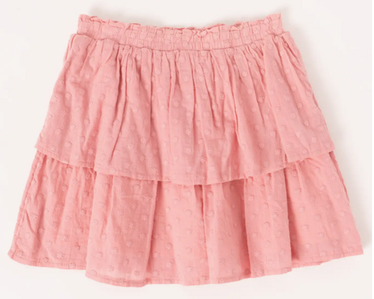 Swiss Dot Smock Tiered Skirt | Blush / S (7/8)