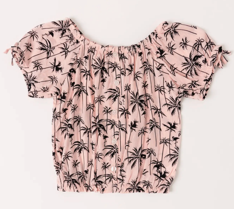 Summer Palms Button Front Top | Parfait Pink / XXS (4)