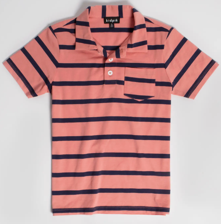 Simple Stripe Jersey Polo | Lantana / S (7/8)