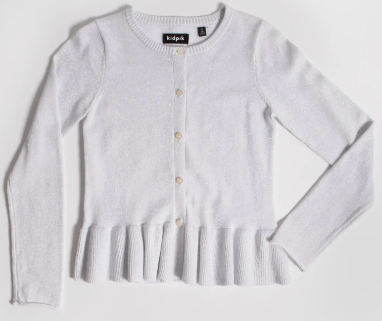 Ruffle Flounce Cardigan | White / S (7/8)