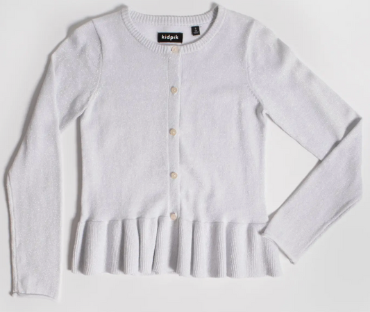 Ruffle Flounce Cardigan | White / S (7/8)