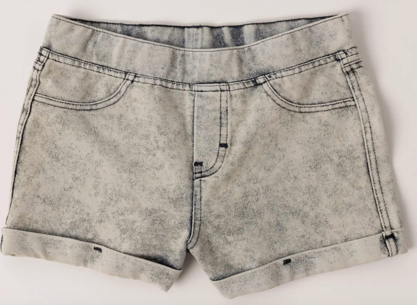 Pull On Knit Denim Cuff Short | Cherry Blossom Wash / M (10)