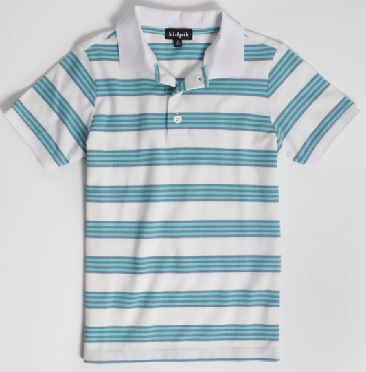 Mini Stripe Pique Polo | Blue Tint / S (7/8)