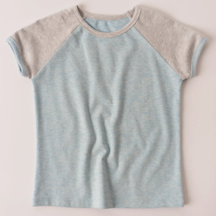 Heathered Color Block Tee | Dusty Blue / M (10)