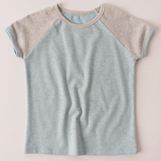 Heathered Color Block Tee | Dusty Blue / S (7/8)