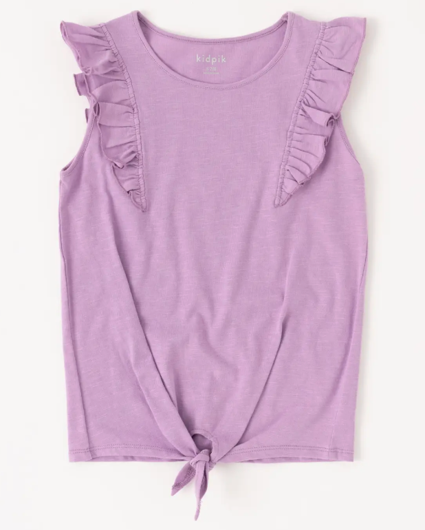 Flutter Tie Front Tank | Sheer Lilac / S (7/8)