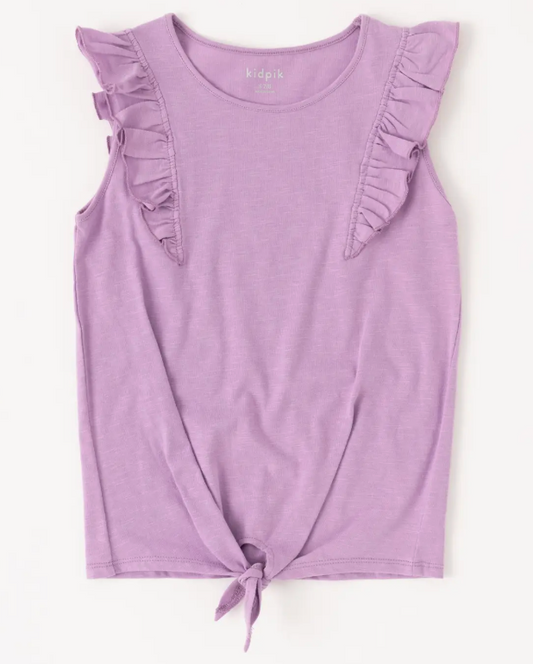 Flutter Tie Front Tank | Sheer Lilac / M (10)