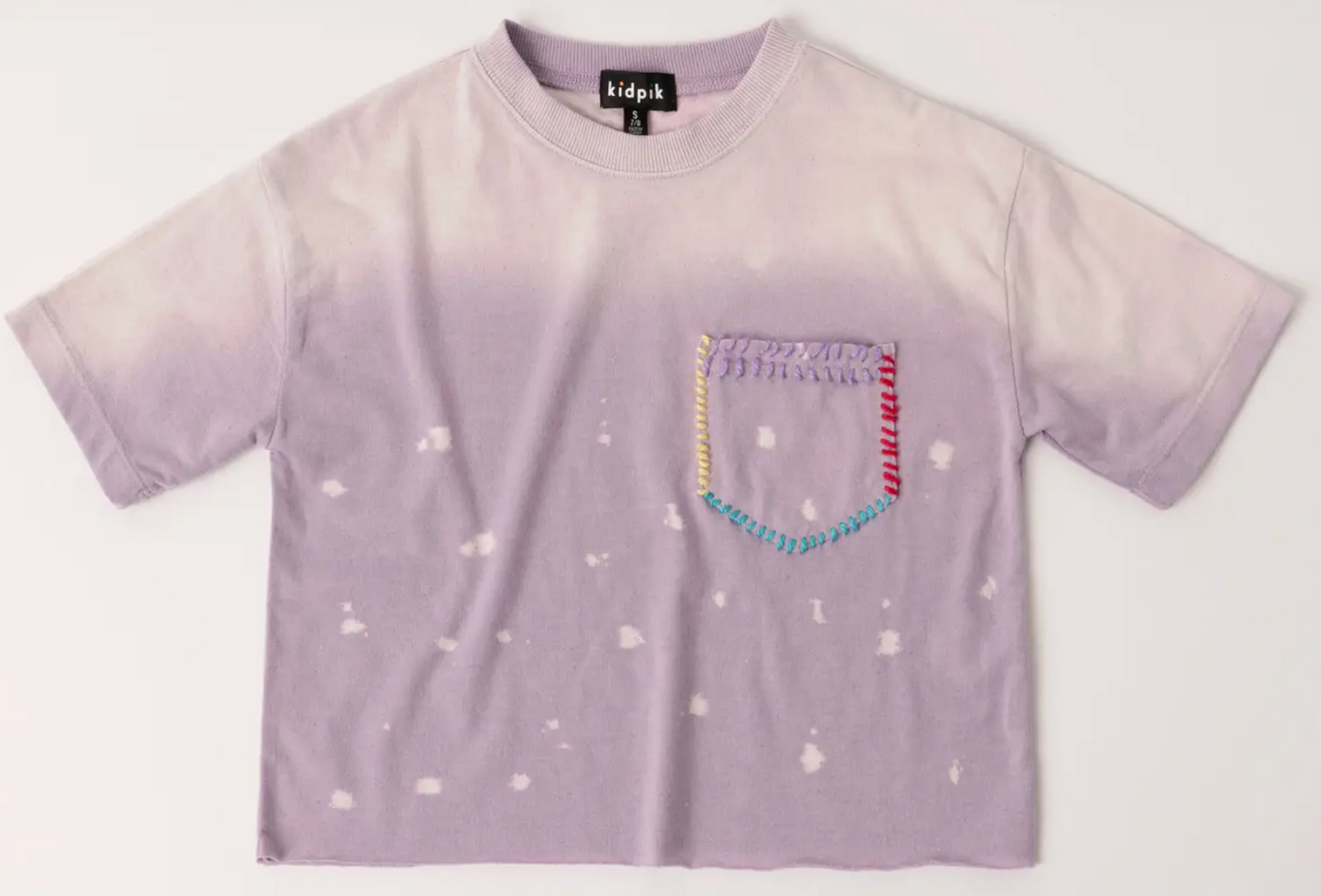 Dip Dye Blanket Stitch Pocket Tee | Bougainvillea / M (10)