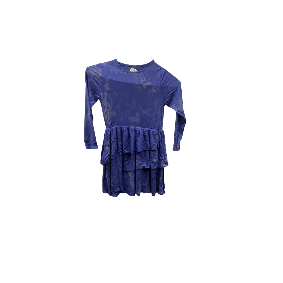 LONG SLEEVE BLUE TIE-DYE LAYERED DRESS